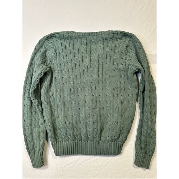 Ralph Lauren Sport Green cable knit pullover v-neck sweater, size XL - Picture 8 of 10